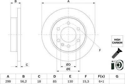 Image de 2x BOSCH disque de frein 0 986 479 H07 56 2mm 298mm