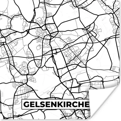 Produktbild von MuchoWow® Poster Karte - Gelsenkirchen - Stadtplan 50x50 cm - Wohnzimmerdekoration