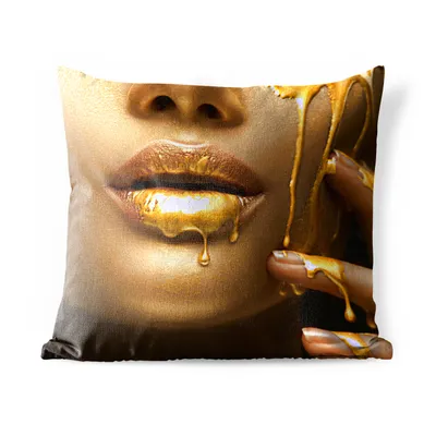 Produktbild von MuchoWow® Outdoor Kissen - Frau - Farbe - Gold - 50x50 cm - Wetterfest - Lounge Kissen - Komfortabel - Kissen mit Bild