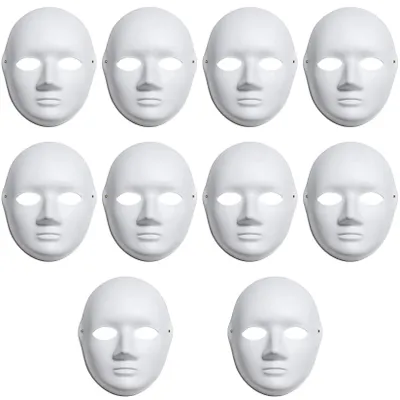 10 weiße DIY-Masken zum Bemalen für Karneval, Cosplay, Halloween