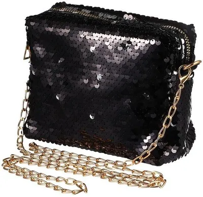 Produktbild von Glanzende pailletten Clutches, kleine Kettenhandtaschen, elegante Crossbody Schultertaschen für Hochzeiten, Partys, Bankette und Feiertage (schwarz)