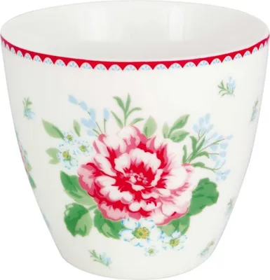 Image de Tasse Greengate Latte Cup ALIVIA blanche à fleurs Tasse à café 300 ml Porcelaine