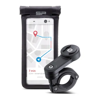 A smartphone case and a handlebar mount for a motorcycle or bicycle.