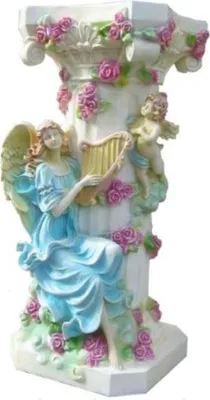 Produktbild von Casa Padrino Barock Säule Engel mit Harfe Weiß / Mehrfarbig H. 90 cm - Prunkvolle Antik Stil Säule - Barock Deko Accessoires