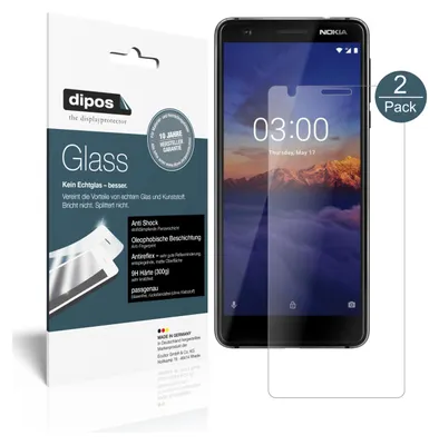 Produktbild von 2x Schutzfolie für Nokia 3.1 matt - Anti-Shock 9H Folie dipos Glass Displayfolie