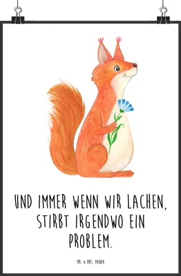 Produktbild von Mr. & Mrs. Panda Bild Eichhörnchen Blume DIN A0 - Weiß - Geschenk, Wanddekoration, Lachen, Motivation Sprüche, Spruch Positiv, wanddeko, Lustige, Wandbild, Plakat, Spaß