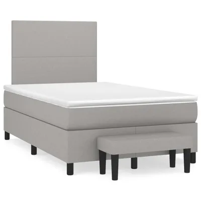 Produktbild von Boxspringbett mit Matratze Hellgrau 120x190 cm Stoff