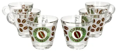 Produktbild von 6er Set Cremona Glas-Espressotasse m. Henkel 60ml grün Becher