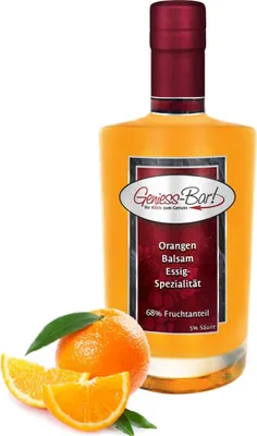 Produktbild von Orangen Balsam Essig 68% Fruchtanteil 0,5L intensive Fruchtnote sehr mild 5%Säure