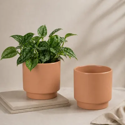 Produktbild von Übertöpfe in Ø 10,5 cm, Beige Blumentöpfe im 2er Set