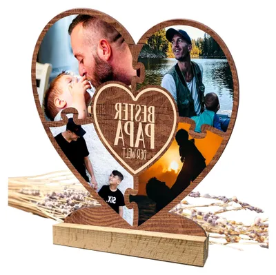Produktbild von Personalisiertes Herz für den besten Papa - Holz Fotogeschenk, Vatertagsgeschenk, Geschenkidee für Väter