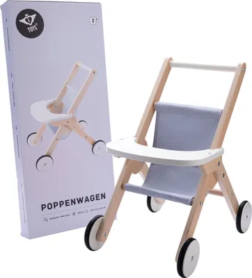 Produktbild von Angel Toys Doll Stroller Wooden - Gray / Blue
