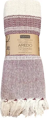 Obrázek produktu pro Bavlněný přehoz s třásněmi, boho styl Aredo 150x200cm vínová 12