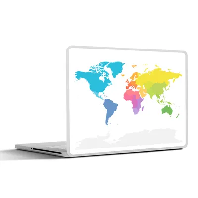 Produktbild von MuchoWow® Laptop Aufkleber Sticker Cover Weltkarte - Regenbogen - Weiß 32.5x23.5 cm - Sticker für Laptop - Selbstklebend