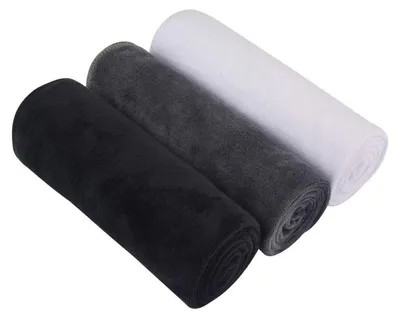 Immagine prodotto di Set di 3 asciugamani in microfibra, dimensioni 40x80 cm, colore: nero, bianco, grigio