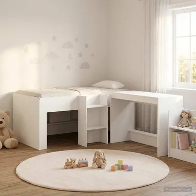 Obrázek produktu pro Maison Exclusive – Dětská patrová postel s psacím stolem, bílá, 80 x 160 cm