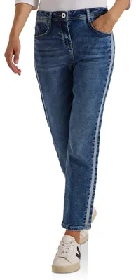 Zdjęcie produktu dla Spodnie jeans damskie Cecil z wysokim stanem i wąskim krojem