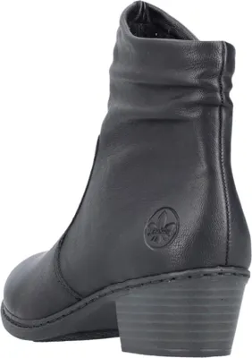 Produktbild von Rieker Damen Stiefelette Blockabsatz Reißverschluss Raffung 75556, Größe:37 EU, Farbe:Schwarz