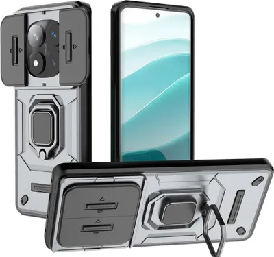 Produktbild von Xiaomi Redmi Note 14 Pro 5G / Poco X7 Hülle - Coverup Ring Ständer Back Cover mit Kamera Schutz - Grau