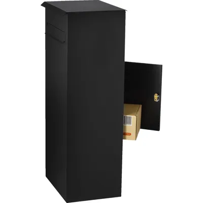 Produktbild von Paketbriefkasten Mefa Oak 481 Tiefschwarz RAL 9005 Entnahme von hinten