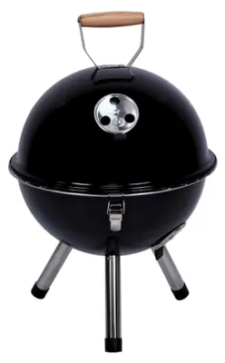 Produktbild von Nexos - BBQ Minigrill Kugelgrill Ø 29 cm – Kompakter Holzkohlegrill mit Deckel und Rost – Rundgrill für Garten, Camping, Festival, Balkon – Schwarz – tragbar und leicht