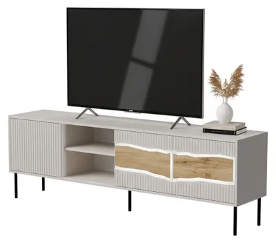 Image de Luvinate - Meuble TV Beige 190x40x62h cm, 2 étagères