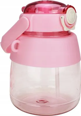 Obrázok produktu pre Fľaša na vodu so slamkou a šnúrkou vhodná pre deti 1 l RC-K-189 ružová