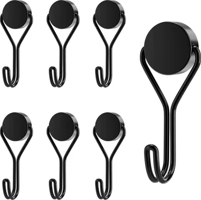 Productafbeelding van Magneethaken, zwart, extra sterk, 6 stuks, 20 gram, geschikt voor keuken, kantoor en koelkast