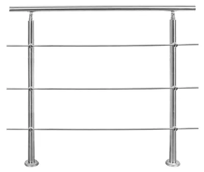 Image de Omgoods - Poignée en acier inoxydable pour escalier, avec 2 supports et 3 traverses