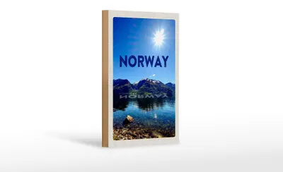 Produktbild von Holzschild Reise 12x18 cm Norwegen Meer Strand Europa Gebirge