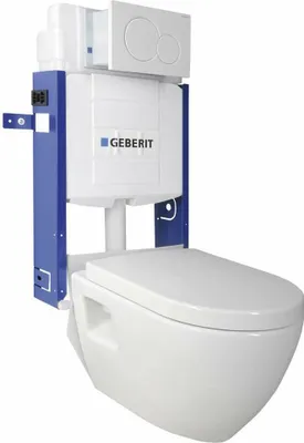Immagine prodotto di WC sospeso Nera con cassetta da incasso e pulsante Geberit, bianco