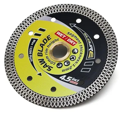 Productafbeelding van Diamantzaagblad 115 mm, extra dun (1,2 mm), voor tegels, keramische tegels, marmer, graniet, klinkers, geschikt voor zowel nat- als droogzaagwerk, met een boorgat van 22,23 mm