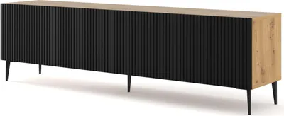 Produktbild von FURNLUX Fernsehtisch Ravenna B Beige Und Schwarz 200cm / Hauptfarbe: Schwarz / Abmessungen: 200 x 56 x 42 cm