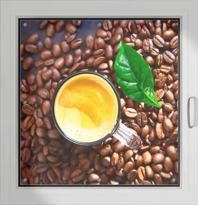 Produktbild von Wallario Lichtschutzbild, Dekorativer Sichtschutz Sonnenschutz 96 x 93 cm mit Motiv: Kaffee und Bohnen - Verdunklung ohne Bohren
