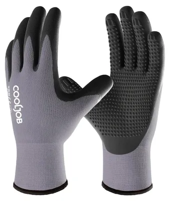 Imagen del producto de Guantes de trabajo con revestimiento de nitrilo, 3 pares, talla M, con puntos antideslizantes, para hombre