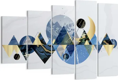 Produktbild von Bild auf Leinwand - Leinwandbild - 5 Teile - Abstraktion Geometrisch Berge - 150x100cm - Wand Bild - Wanddeko - Wandbilder - Leinwanddruck - Bilder - Wanddekoration - Leinwand bilder - EG150x100-4814
