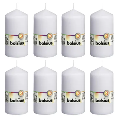 Immagine prodotto di Candele a colonna Bolsius 8 pz. 130 x 68 mm bianco