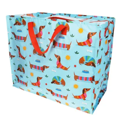 Image de Sac de rangement Rex London XXL « Sausage Dog » bleu pour teckel, env. 55 x 48 x 28 cm