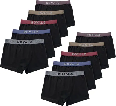 Produktbild von ROYALZ 10er Pack Boxershorts Herren "Lifestyle" Männer Unterhosen breiter Bund Unterwäsche, 10 Set (95 % Baumwolle / 5 % Elasthan)