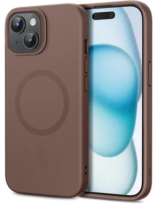 Zdjęcie produktu dla Etui do iPhone 15, kompatybilne z MagSafe, wykonane z płynnego silikonu, kolor brązowy