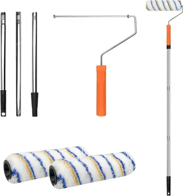 Produktbild von Farbroller Set Teleskopstange Aluminium Malerrolle für Wände Decken Wandfarbe Latex Silikatfarbe Innen Außen