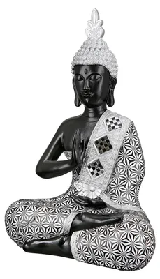 Obrázok produktu pre Gilde Figur, Buddha, "Bodha", polyresín, čierna, strieborná, balenie 2 ks, dĺžka 12 cm, šírka 24 cm, výška 36 cm, kód: 37803, EAN: 4063387378038