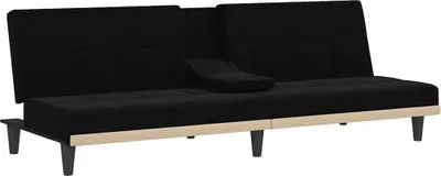 Produktbild von vidaXL Schlafsofa mit Getränkehaltern Schwarz Stoff