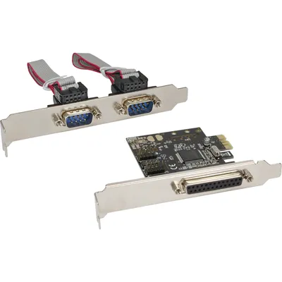Produktbild von InLine Schnittstellenkarte, 1x 25pol parallel + 2x 9pol seriell, PCIe, PCIe, Parallel, Seriell, Moschip MCS9901CV-CC, 1,77 mm, 99 g, 144 mm