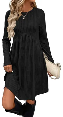 Imagen del producto de Vestido midi de punto para mujer, con mangas largas