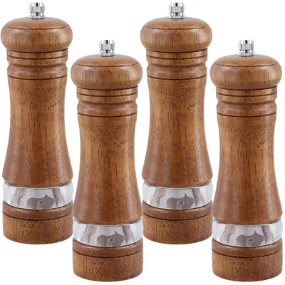 Hölzernes Salz- und Pfeffermühlen-Set, 4 Stück, 15,5 cm, nachfüllbar