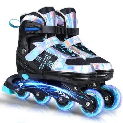 Image de Pattins à roulettes ajustables pour enfants, avec des roues lumineuses