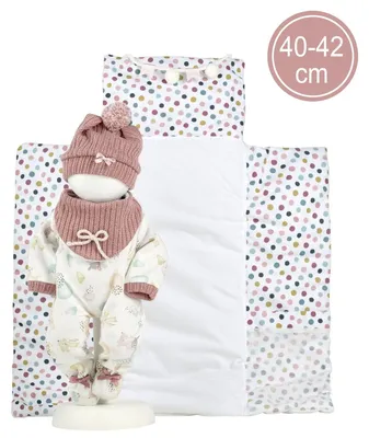 Produktbild von Llorens M738-88 Baby-Anzug für die Puppe „NEW BORN“ in Größe 40–42 cm mit Accessoires