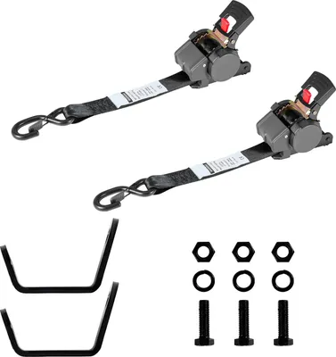 Produktbild von SucceBuy Radspanngurt Befestigungsgurt (44,45 x 1219,2 mm) mit S-Haken & 748 kg Zugfestigkeit & 250 kg Tragfähigkeit, Motorrad-Spannsystem zur Radsicherung für SUVs und Anhänger, Schwarz