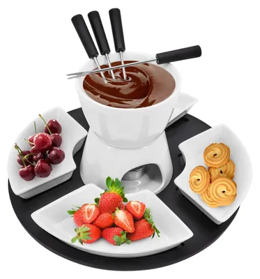 Immagine prodotto di Omgoods - Set per fonduta in Vetroceramica con 4 forchette e 4 ciotole